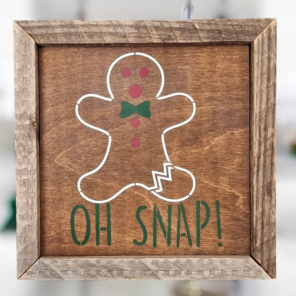 Oh Snap Gingerbread Painted Wood Sign Crafted Christmas Tabletop Shelf Leaner